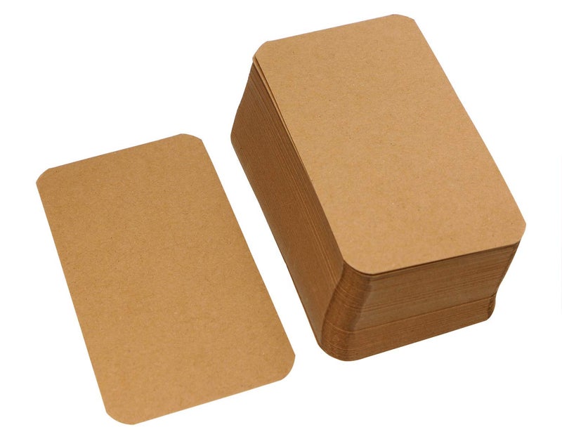 Penta Angel 100 Pcs Mini Paper Blank Word Notes Cards DIY Craft Small Word Business Message Cards (Brown) - Image 1